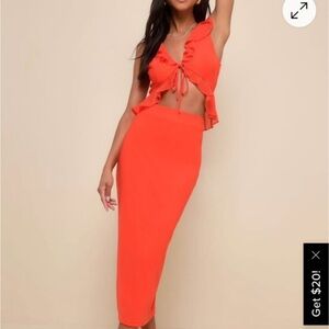 Women's Orange Two Piece Set